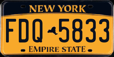 NY license plate FDQ5833