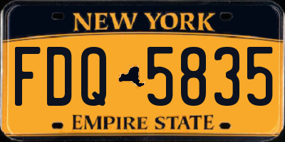NY license plate FDQ5835