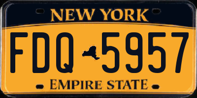 NY license plate FDQ5957