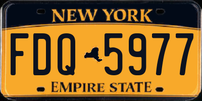 NY license plate FDQ5977