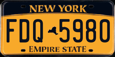 NY license plate FDQ5980