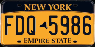 NY license plate FDQ5986