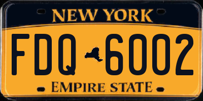 NY license plate FDQ6002