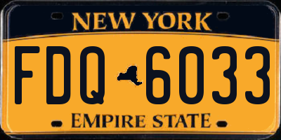 NY license plate FDQ6033