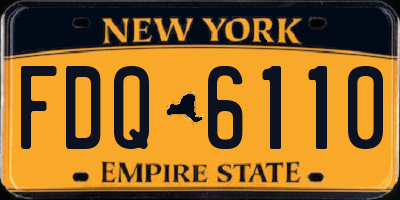 NY license plate FDQ6110