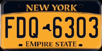 NY license plate FDQ6303