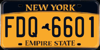 NY license plate FDQ6601
