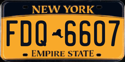 NY license plate FDQ6607
