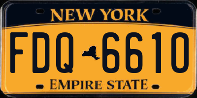 NY license plate FDQ6610