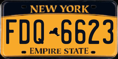 NY license plate FDQ6623