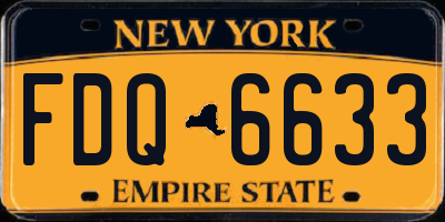 NY license plate FDQ6633