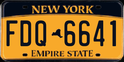 NY license plate FDQ6641