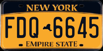 NY license plate FDQ6645