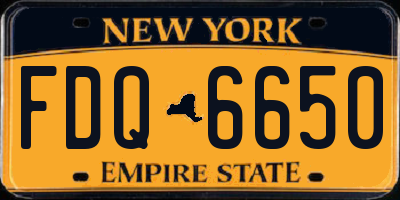 NY license plate FDQ6650