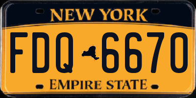 NY license plate FDQ6670