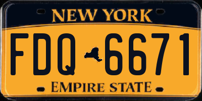 NY license plate FDQ6671