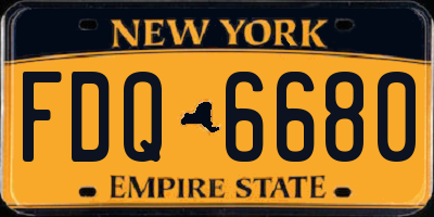 NY license plate FDQ6680