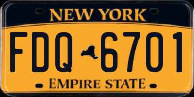 NY license plate FDQ6701