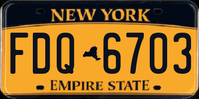NY license plate FDQ6703