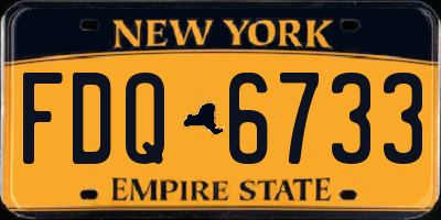 NY license plate FDQ6733