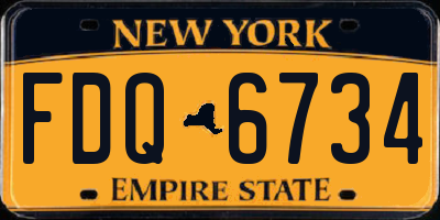 NY license plate FDQ6734