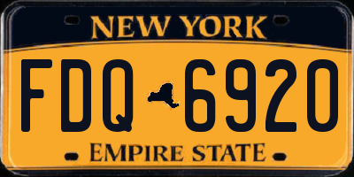 NY license plate FDQ6920