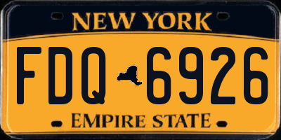 NY license plate FDQ6926