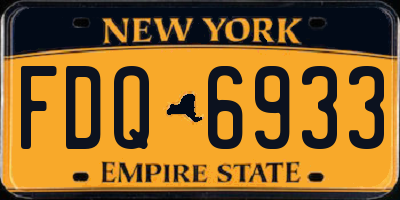 NY license plate FDQ6933