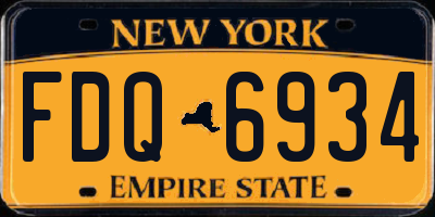 NY license plate FDQ6934