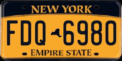 NY license plate FDQ6980