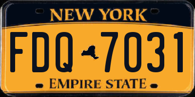 NY license plate FDQ7031