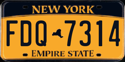 NY license plate FDQ7314