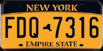 NY license plate FDQ7316