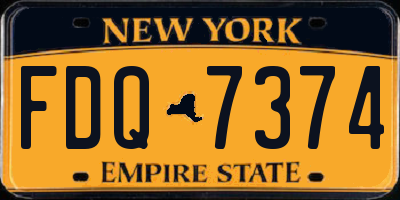 NY license plate FDQ7374