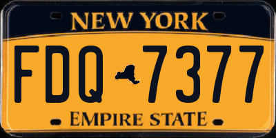 NY license plate FDQ7377