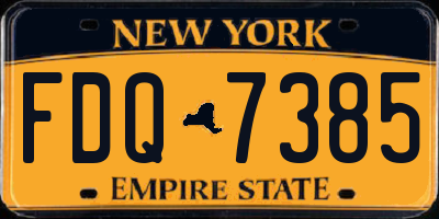 NY license plate FDQ7385