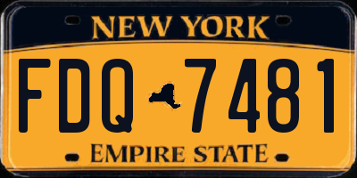 NY license plate FDQ7481