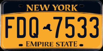 NY license plate FDQ7533