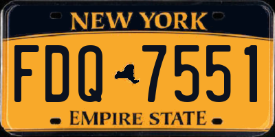 NY license plate FDQ7551
