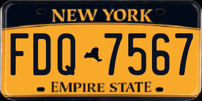 NY license plate FDQ7567