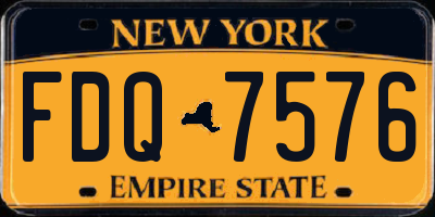 NY license plate FDQ7576