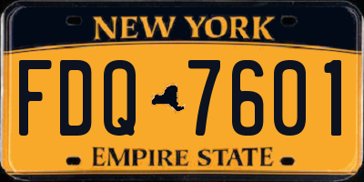 NY license plate FDQ7601
