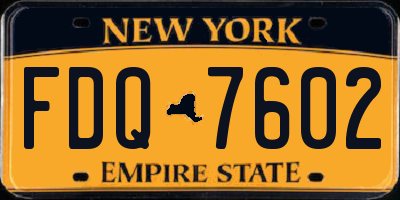 NY license plate FDQ7602