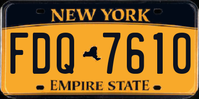 NY license plate FDQ7610