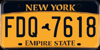 NY license plate FDQ7618