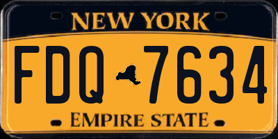 NY license plate FDQ7634