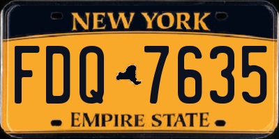 NY license plate FDQ7635