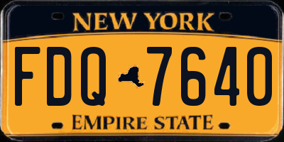 NY license plate FDQ7640
