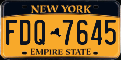 NY license plate FDQ7645