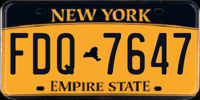 NY license plate FDQ7647